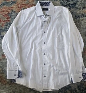 Envy Mens Size XL White Satin Cotton Long Sleeve Flip Cuffs Casual Shirt - Picture 1 of 14