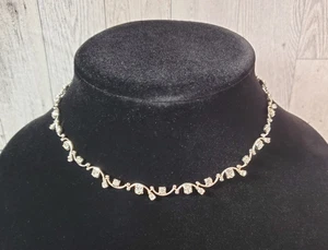 Carolee Signed Vintage CZ Silver Toned Necklace 14" +  3" Extender - Picture 1 of 8