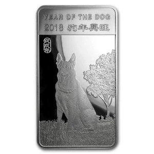 10 oz Silver Bar - APMEX (2018 Year of the Dog) - Picture 1 of 3