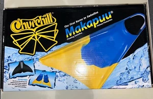 '18 Churchill Finnen Makapuu blau orange schwimmende Schwimmflossen Medium 7-8,5 US Wham-O - Bild 1 von 8