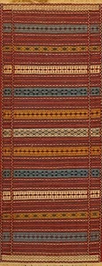 Tribal Geometrisch Orientalisch Kelim Läufer Teppich Wolle Handgewebt Flurteppich 2x7 ft - Bild 1 von 12