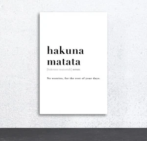 Hakuna Matata Definition Bedeutung Leinwand Wandkunstdruck. Disney König der Löwen Zitat - Bild 1 von 1