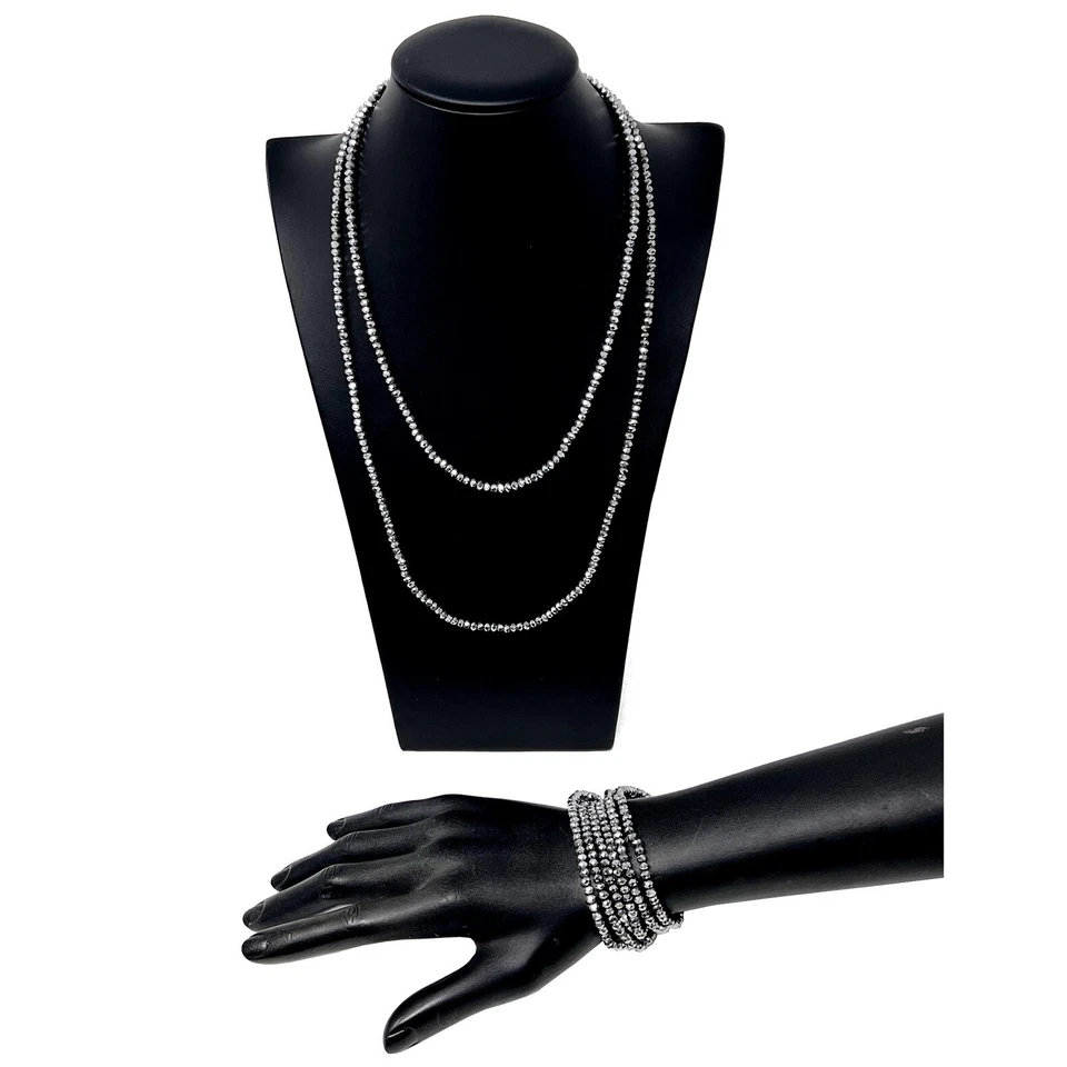 Argento  Collana o Bracciale Cristallo Filo Lungo Elastico Donna 100cm C/23 - Immagine 1 di 1