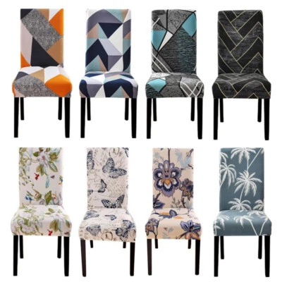 Fundas para sillas impresas elásticas cubiertas para sillas de comedor boda banquete decoración del hogar Foto 1 de 4