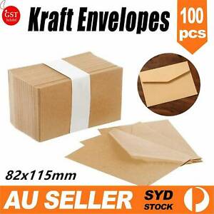 100PCS Recycled Khaki Kraft Envelopes for Wedding Cards FREE Postage- A Grade AU