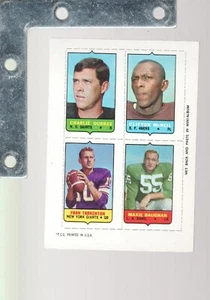 Francobolli 4 in 1 Topps Football 1969 Fran Tarkenton senza pieghe RARI AFFILATI! - Foto 1 di 2