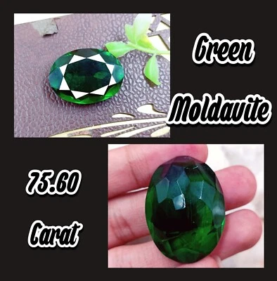 75.60 Carat Top Quality Green Moldavite Oval Shape Certified Loose Gemstone GVN - Image 1 of 4