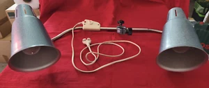 Alte Werkstatt Lampe  mit 2 Schirmen DDR Schwanenhalslampe Industrie-Design - Bild 1 von 19