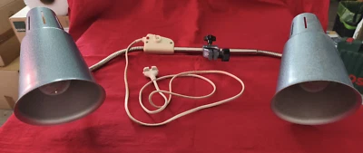 Alte Werkstatt Lampe  mit 2 Schirmen DDR Schwanenhalslampe Industrie-Design - Bild 1 von 4