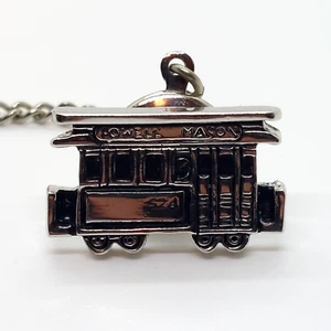 Tie Tack Cable Car San Francisco Powell Mason with Safety Chain Vintage - Picture 1 of 4