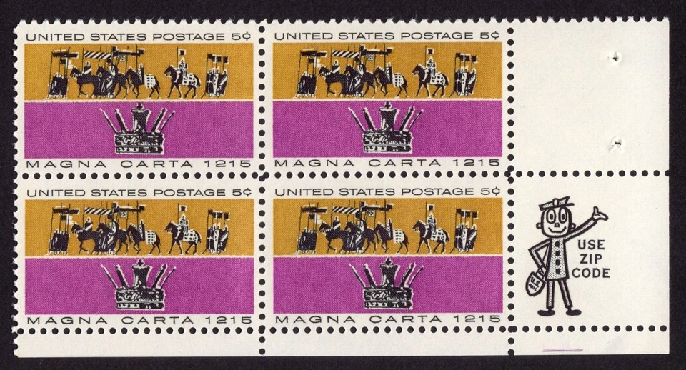 Scott #1265 Magna Carta Zip Block of 4 Stamps - MNH - Image 1 of 1
