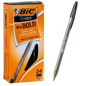 Bolígrafos de tinta negra Bic Cristal 1,6 mm Xtra-Bold MSBP24 18574, caja de 24 - Imagen 1 de 2