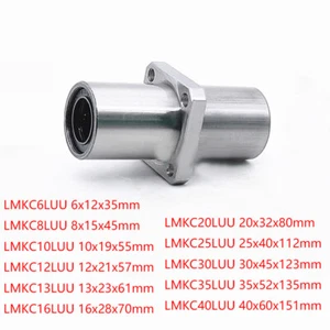 Middle/Center Square Flange Mount Linear Bearings LMKC6/8/10/12/13/16/20/25-40UU - Picture 1 of 3