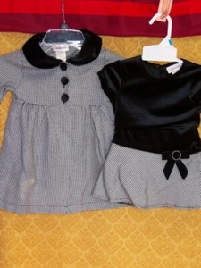 Hahnentritt Mantel & schwarz Samt 3-teiliges KLEID Set Mädchen 24m Youngland 2T Neu mit Etikett $ 44 - Bild 1 von 6