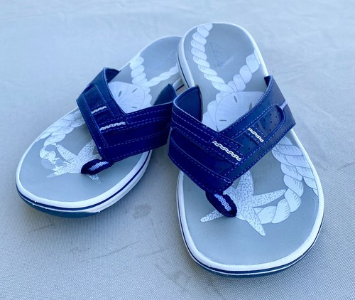 Sandali infradito Clarks donna taglia 7M brezza mare blu navy infradito comodi carini