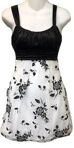 Girls Finesse Sz S Black White Pleated A-Shape Party Dress Sleeveless Open Back - Picture 1 of 12
