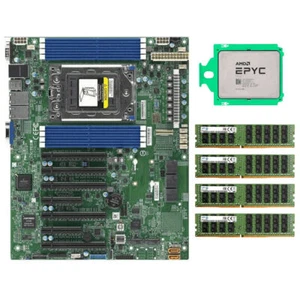 Supermicro H12SSL-i Motherboard + AMD EPYC 7402 CPU + 128GB RAMs - Picture 1 of 7