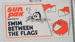 Retro Sticker - Sun Pak ( Fruit Juice) Satety Swim between the Flags - Picture 1 of 1