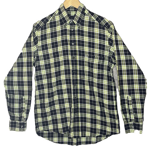 Camicia uomo Burberry London S verde quadri manica lunga colletto abbottonato