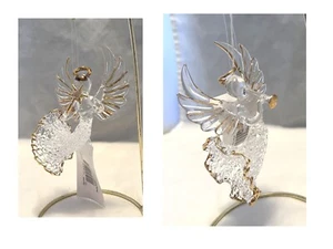 Fliegender Engel Ornament aus Kristallglas mit Goldrand - 2 Designs - Bild 1 von 3