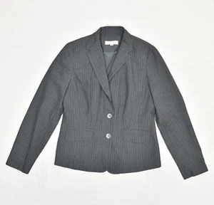 Ann Taylor Women's Two Button Blazer Jacket Striped Polyester Gray Size 4 - Picture 1 of 8