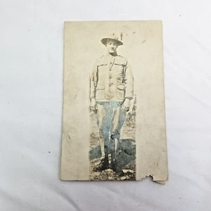 CARTOLINA FOTO REALE (RPPC) -SOLDATO MILITARE VINTAGE VUOTA NON SPEDITA AZO - Foto 1 di 9