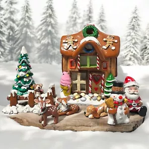 Casa de pan de jengibre de cerámica vintage y accesorios hechos a mano decoración de Navidad años 80/90 - Imagen 1 de 18