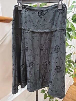 Vintage Carole Little Black Linen & Rayon A-Line Casual Knee Length Skirt Size 4 - Image 1 of 4