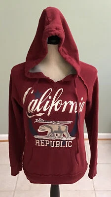 REFLEX JR WOMENS BURGUNDY CALIFORNIA REPUBLIC HOODED SWEATSHIRT SZ S GC! - Image 1 of 2
