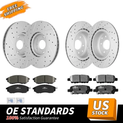 Pastilhas de freio dianteiras traseiras perfuradas de cerâmica para Nissan 370Z Infiniti G37 EX35 - Imagem 1 de 4