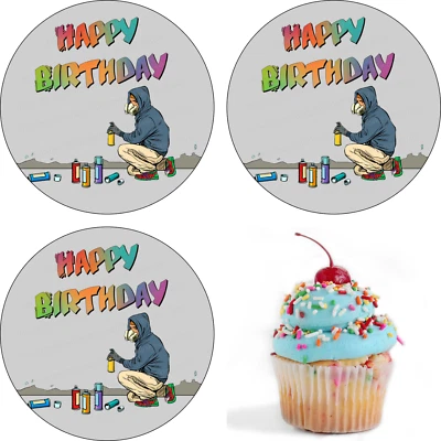 Graffiti Sprayer Geburtstag Tortenaufleger essbar Muffin Party Deko Cupcake Teen - Bild 1 von 4