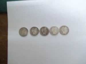 5 coin Barber Half Dollar lot, 1901-o, 1897, 1893-o, 1893-s poor, 1897 poor, . - Picture 1 of 4