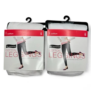 No Nonsense Womens Size Small White Cotton Leggings Comfort Stretch 2 Pairs - Picture 1 of 5