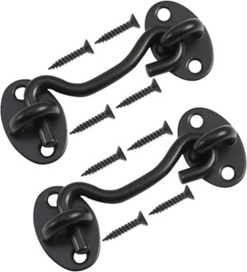 2 Pack 4 Inch Privacy Hook and Eye Latch for Barn Door Lock Cabin Hooks - Picture 1 of 3