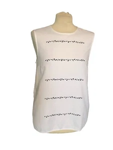 Max Mara 'S MaxMara White Top (Uk 10) Black Jewel Detail - Picture 1 of 4