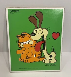 1978 Garfield and Odie Wood Puzzle Playskool 7 pieces Jim Davis - Picture 1 of 7