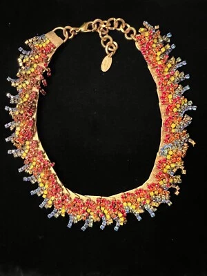 Collar Gargantilla Elizabeth Cole Arco Iris Multicolor Estrás Flecos Oro Foto 1 de 4