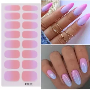16 Strips Semi Cured Gel Nail Stickers Gel Polish No UV with Nail File (CS79) - Picture 1 of 5