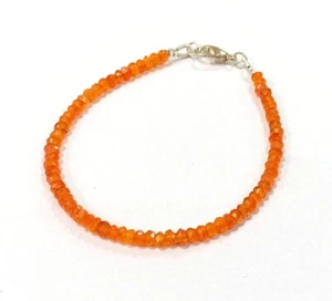 Brazalete con cuentas de piedras preciosas rondelle facetadas cornalina naranja natural 3-4 mm 6-8" - Imagen 1 de 10
