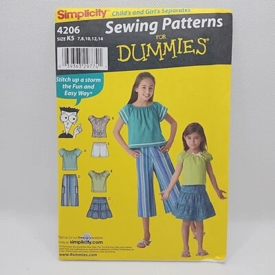 Simplicity 4206 Girl's Top Pants Skirt Shorts Sewing Pattern Size 7-14 Uncut - Image 1 of 4