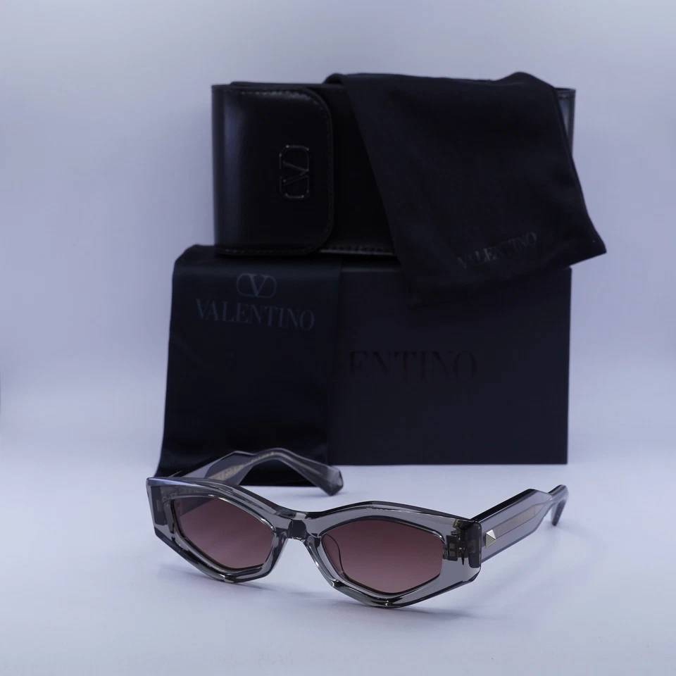 VALENTINO V-TRE-VLS-101C-51 Sunglasses Sun Glasses GRY GLD TRANSLUCENT Authentic