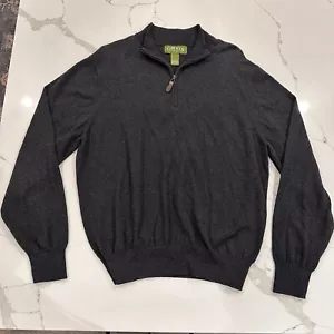 Orvis Mens 1/4 Zip Pullover Sweater Sz L Gray Cotton Cashmere Silk Preppy Casual - Picture 1 of 10