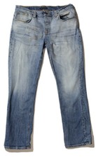 Preowned-Nudie Jeans Grim Tim Marble Tears Stretch Denim Jeans Mens (Size 38x32)