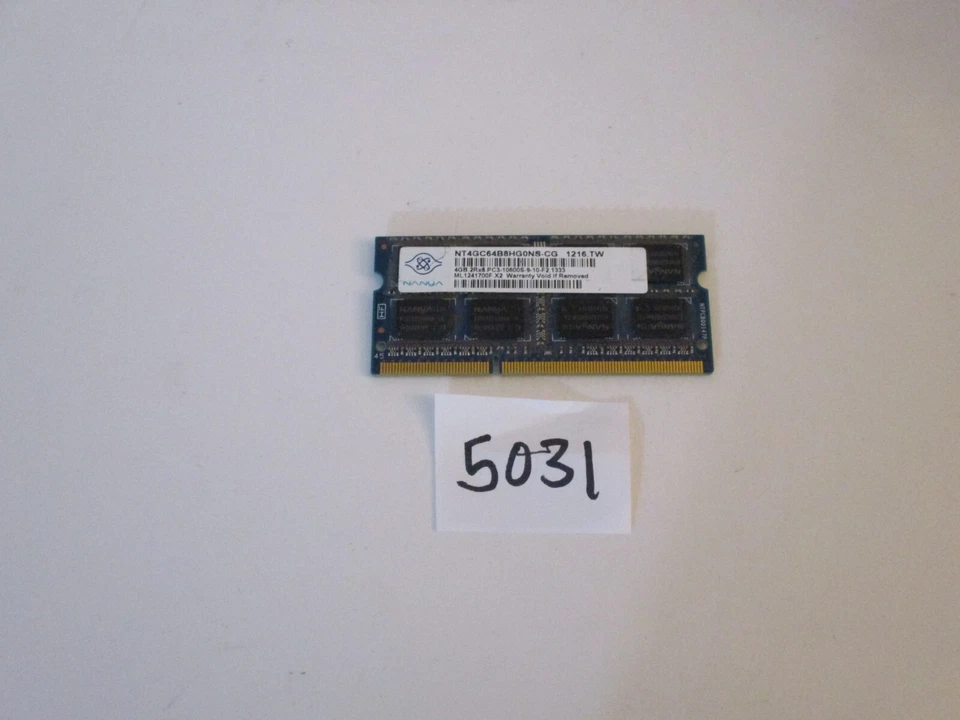 Nanya NT4GC64B8HG0NS-CG 4Gb 1333Mhz PC3-10600 DDR3 SODIMM laptop memory RAM 5031 - Image 1 of 2