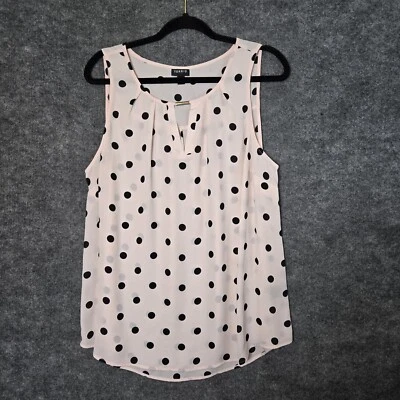 Torrid Top Womens XL Pink Black Polka Dot Sleeveless Chiffon Retro 50s - Image 1 of 4