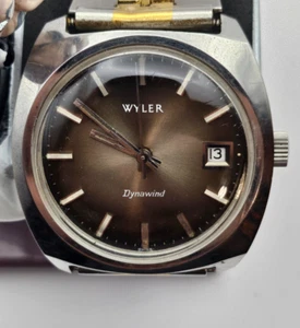 Vintage Wyler Dynawind Sunburst Dial Herren Automatik Armbanduhr Swiss Steel - Bild 1 von 9