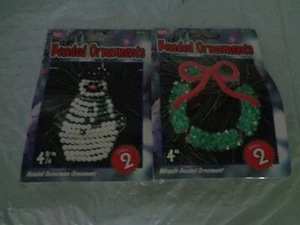 (2) Holiday - Arts & Crafts - Do Yourself - Beaded Ornament Kits - Wreath & Snow - Picture 1 of 2