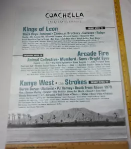 Kings of Leon Kanye West Coachella Musik Festival Lineup Poster 2011 18x24 - Bild 1 von 2