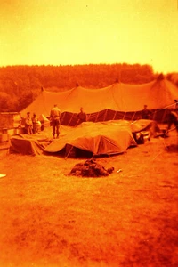 Vintage 1940s Photo NEGATIVE WWII Europe US Army Base Camp Soldier Cover Weapons - Picture 1 of 4