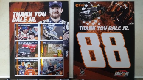 (8)  2017 Dale Earnhardt Jr. Bristol Hero Cards, Post Card Appreciation  bonus Cover